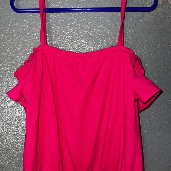 The Children’s Place Girls 7/8 Hot Pink Off-Shoulder Romper – Summer Casual Outf - Picture 3 of 4